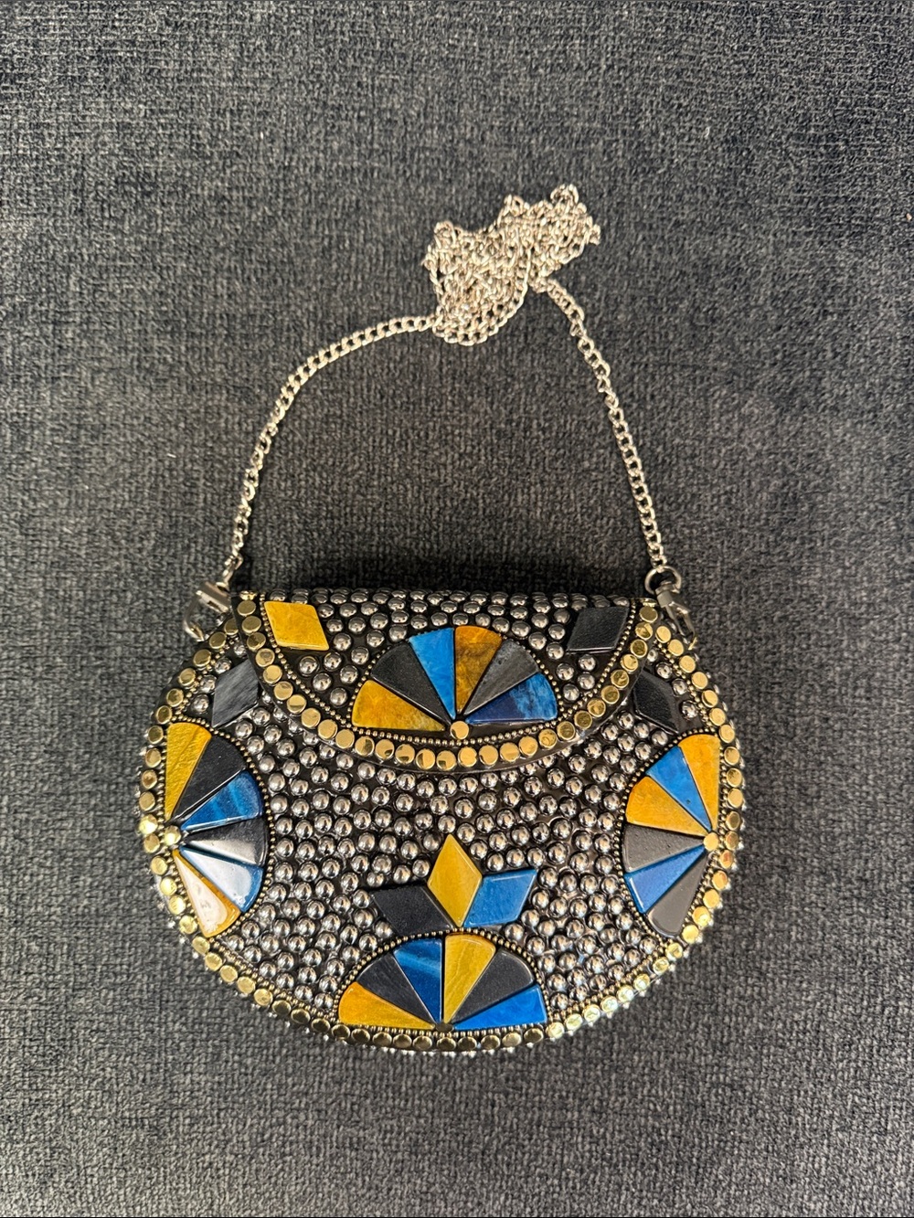 RAMLA Handcrafted Metallic Beaded Shoulder Bag